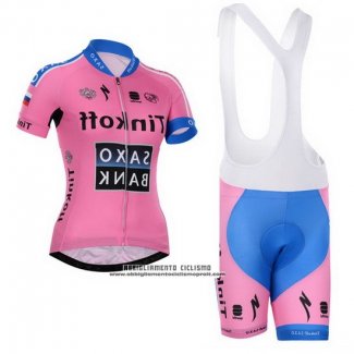 2015 Abbigliamento Ciclismo Donne Saxo Bank Fuxia Manica Corta e Salopette